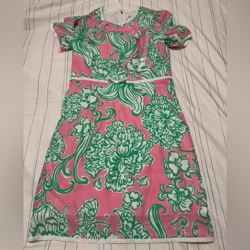 NWOT Lilly Pulitzer Pink and Green Floral Short Sleeve Dress